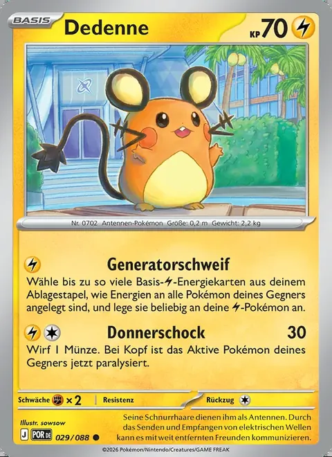 Dedenne 029/088 Optimale Ordnung (POR) Pokémon-Karte (Near Mint)