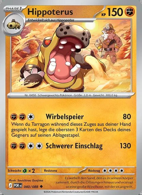 Hippoterus 040/088 Optimale Ordnung (POR) Pokémon-Karte (Near Mint)