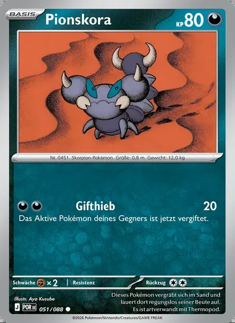 Pionskora 051/088 Optimale Ordnung (POR) Pokémon-Karte (Near Mint)
