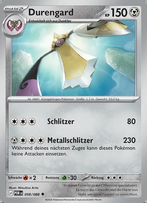 Durengard 058/088 Optimale Ordnung (POR) Pokémon-Karte (Near Mint)
