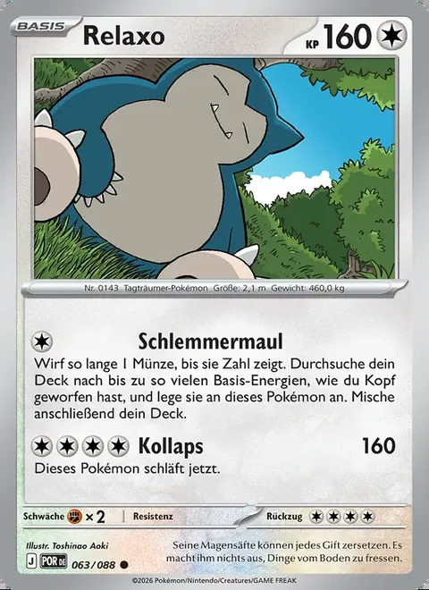 Relaxo 063/088 Optimale Ordnung (POR) Pokémon-Karte (Near Mint)