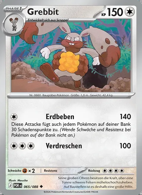 Grebbit 065/088 Optimale Ordnung (POR) Pokémon-Karte (Near Mint)