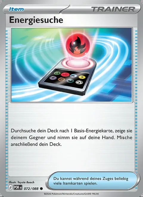 Energiesuche 072/088 Optimale Ordnung (POR) Pokémon-Karte (Near Mint)