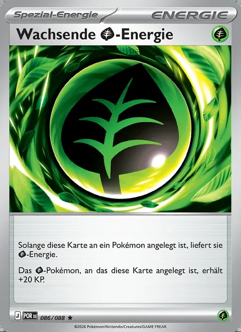 Wachsende Grass-Energie 086/088 Optimale Ordnung (POR) Pokémon-Karte (Near Mint)