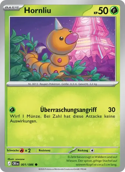 Hornliu 001/086 Wachsendes Chaos (CRI) Pokémon-Karte (Near Mint)