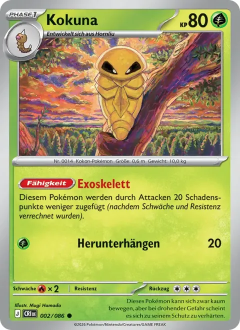 Kokuna 002/086 Wachsendes Chaos (CRI) Pokémon-Karte (Near Mint)