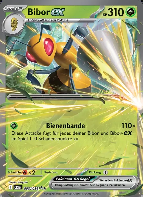 Bibor-ex 003/086 Wachsendes Chaos (CRI) Pokémon-Karte (Near Mint)