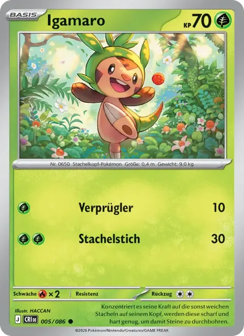 Igamaro 005/086 Wachsendes Chaos (CRI) Pokémon-Karte (Near Mint)
