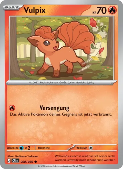 Vulpix 008/086 Wachsendes Chaos (CRI) Pokémon-Karte (Near Mint)