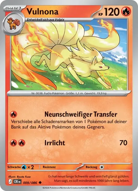 Vulnona 009/086 Wachsendes Chaos (CRI) Pokémon-Karte (Near Mint)
