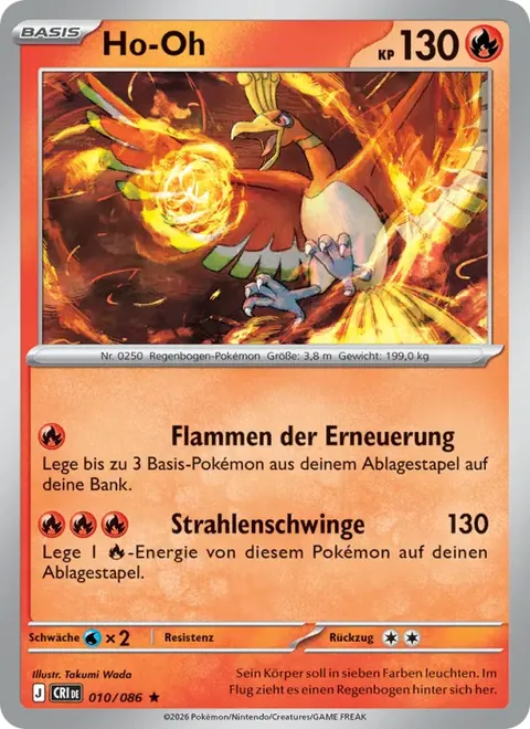 Ho-Oh 010/086 Wachsendes Chaos (CRI) Pokémon-Karte (Near Mint)