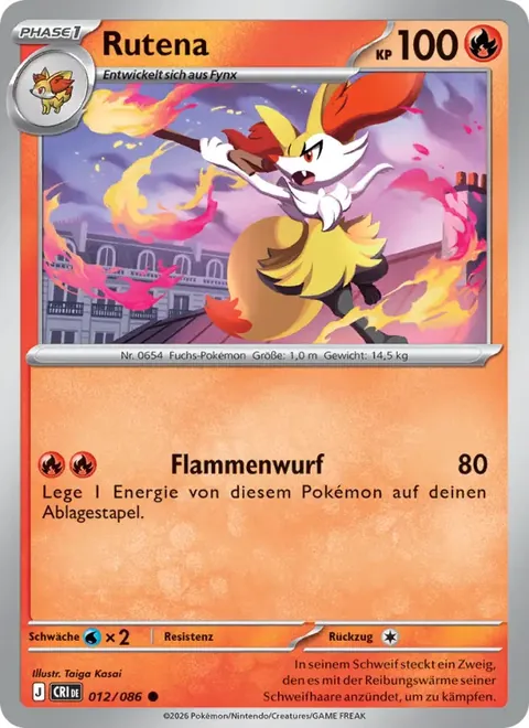 Rutena 012/086 Wachsendes Chaos (CRI) Pokémon-Karte (Near Mint)