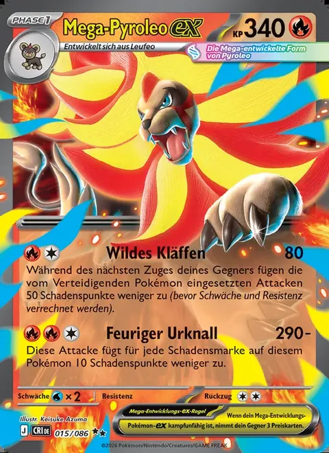 Mega-Pyroleo-ex 015/086 Wachsendes Chaos (CRI) Pokémon-Karte (Near Mint)