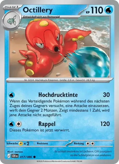 Octillery 017/086 Wachsendes Chaos (CRI) Pokémon-Karte (Near Mint)