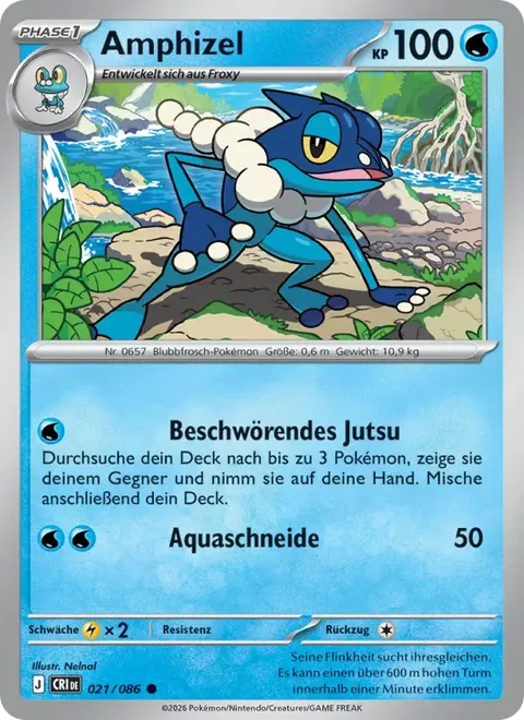 Amphizel 021/086 Wachsendes Chaos (CRI) Pokémon-Karte (Near Mint)