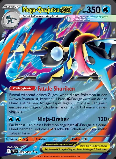 Mega-Quajutsu-ex 022/086 Wachsendes Chaos (CRI) Pokémon-Karte (Near Mint)