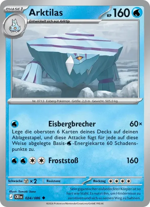 Arktilas 024/086 Wachsendes Chaos (CRI) Pokémon-Karte (Near Mint)