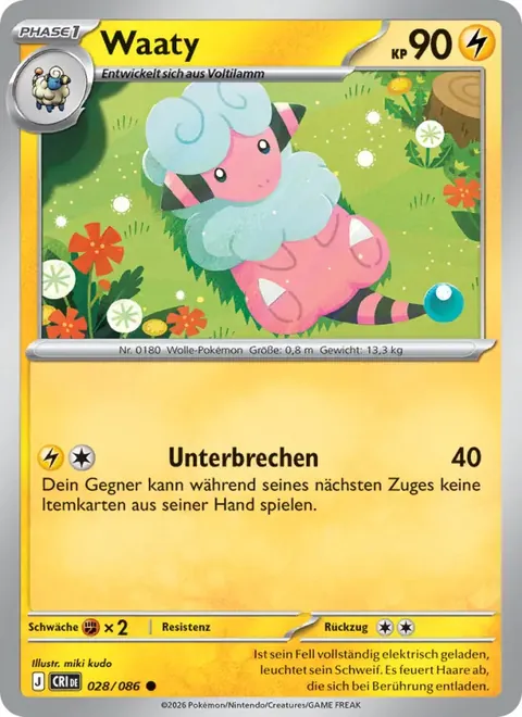 Waaty 028/086 Wachsendes Chaos (CRI) Pokémon-Karte (Near Mint)