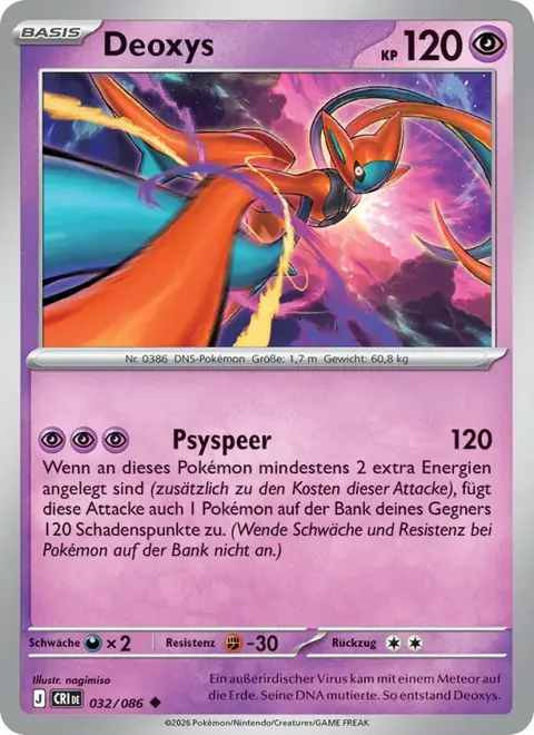 Deoxys 032/086 Wachsendes Chaos (CRI) Pokémon-Karte (Near Mint)