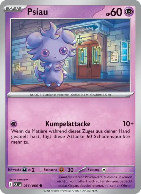 Psiau 036/086 Wachsendes Chaos (CRI) Pokémon-Karte (Near Mint)