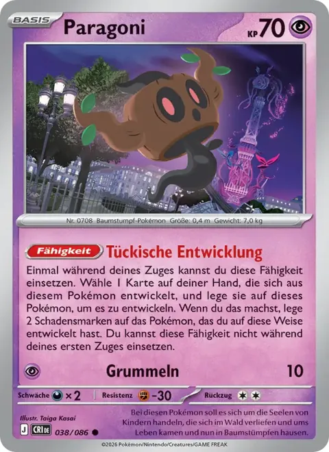 Paragoni 038/086 Wachsendes Chaos (CRI) Pokémon-Karte (Near Mint)