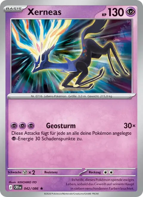 Xerneas 042/086 Wachsendes Chaos (CRI) Pokémon-Karte (Near Mint)