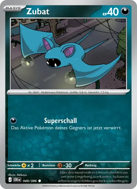 Zubat 049/086 Wachsendes Chaos (CRI) Pokémon-Karte (Near Mint)