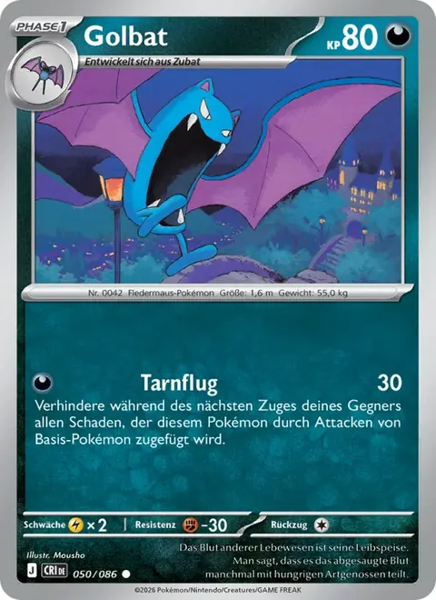 Golbat 050/086 Wachsendes Chaos (CRI) Pokémon-Karte (Near Mint)