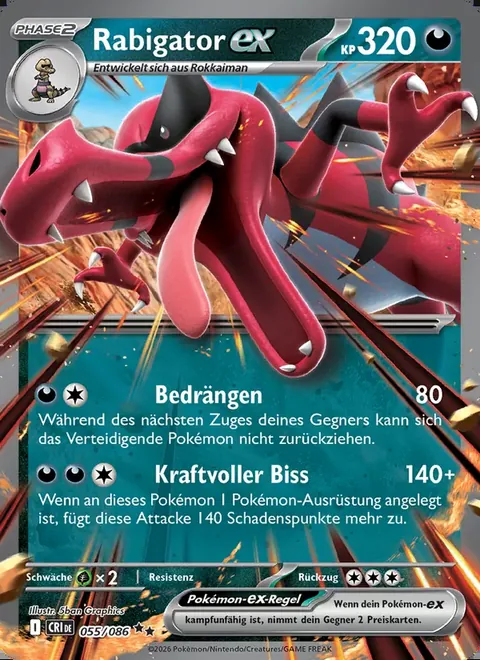 Rabigator-ex 055/086 Wachsendes Chaos (CRI) Pokémon-Karte (Near Mint)