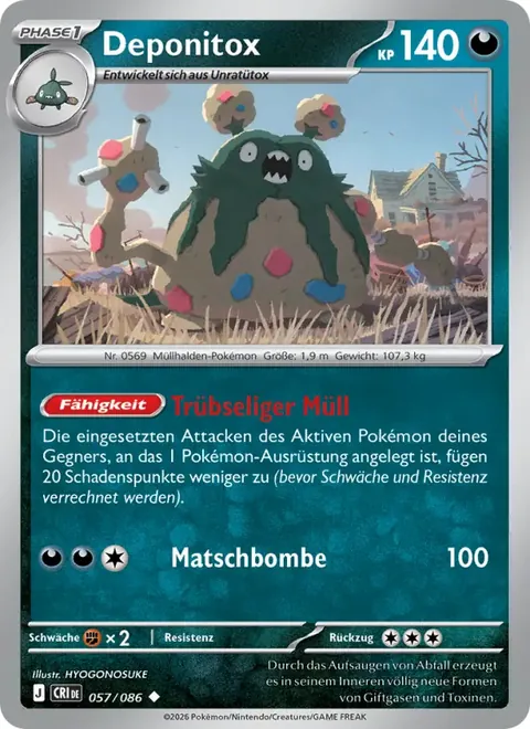 Deponitox 057/086 Wachsendes Chaos (CRI) Pokémon-Karte (Near Mint)