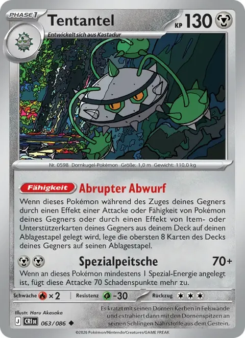 Tentantel 063/086 Wachsendes Chaos (CRI) Pokémon-Karte (Near Mint)