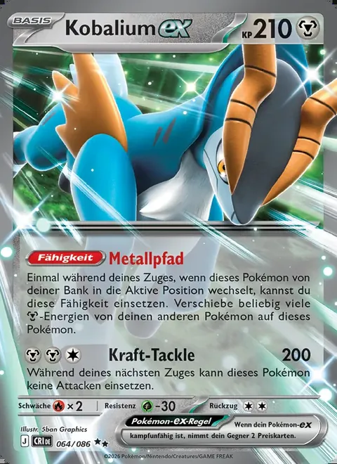 Kobalium-ex 064/086 Wachsendes Chaos (CRI) Pokémon-Karte (Near Mint)