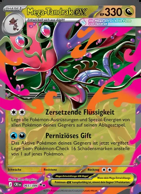 Mega-Tandrak-ex 065/086 Wachsendes Chaos (CRI) Pokémon-Karte (Near Mint)