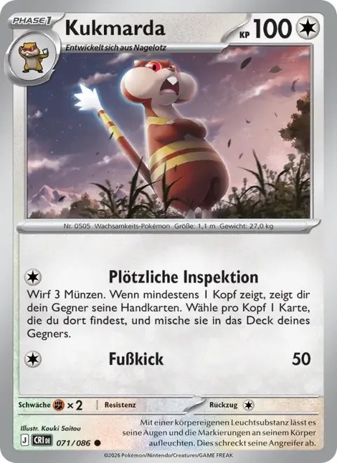 Kukmarda 071/086 Wachsendes Chaos (CRI) Pokémon-Karte (Near Mint)