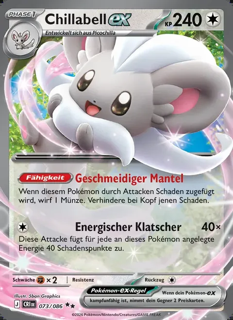 Chillabell-ex 073/086 Wachsendes Chaos (CRI) Pokémon-Karte (Near Mint)