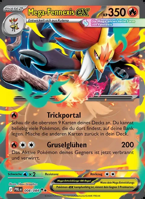 Mega-Fennexis-ex 008/084 Dunkelnacht (PBL) Pokémon-Karte (Near Mint)