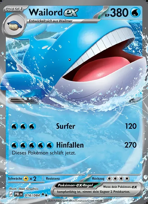 Wailord-ex 016/084 Dunkelnacht (PBL) Pokémon-Karte (Near Mint)