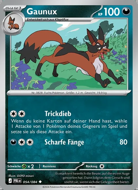 Gaunux 054/084 Dunkelnacht (PBL) Pokémon-Karte (Near Mint)