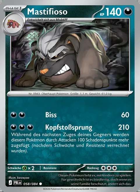 Mastifioso 058/084 Dunkelnacht (PBL) Pokémon-Karte (Near Mint)