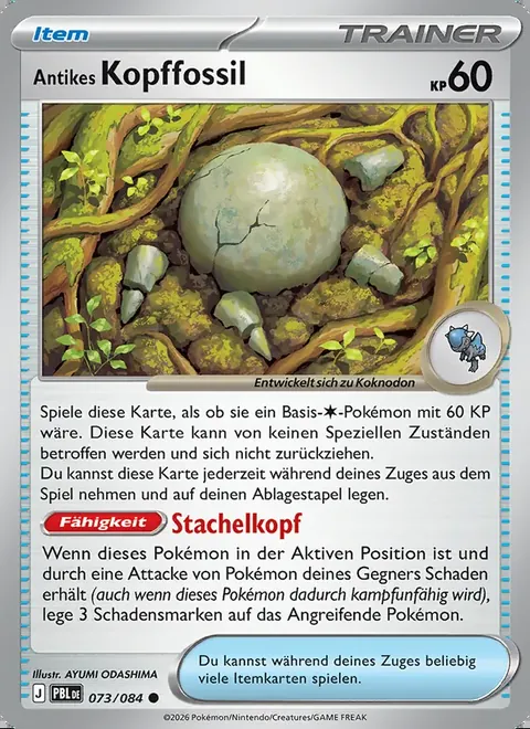 Antikes Kopffossil 073/084 Dunkelnacht (PBL) Pokémon-Karte (Near Mint)