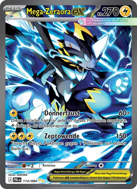 Mega-Zeraora-ex 114/084 Dunkelnacht (PBL) Pokémon-Karte (Near Mint)
