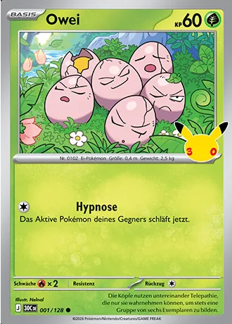 Owei 001/128 30 Jahre (30C) Pokémon-Karte (Near Mint)