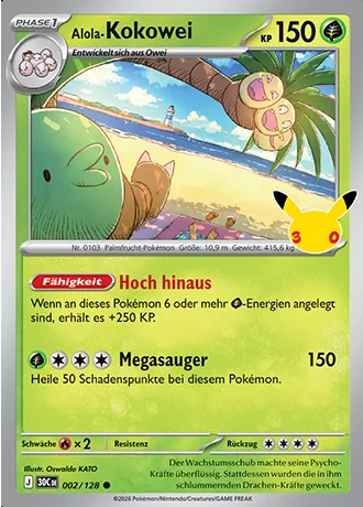 Alola-Kokowei 002/128 30 Jahre (30C) Pokémon-Karte (Near Mint)