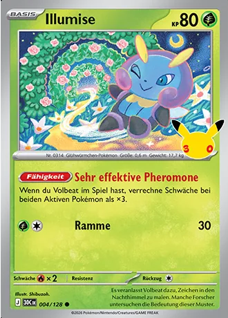 Illumise 004/128 30 Jahre (30C) Pokémon-Karte (Near Mint)