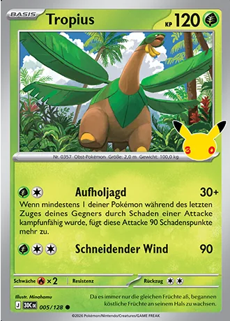 Tropius 005/128 30 Jahre (30C) Pokémon-Karte (Near Mint)