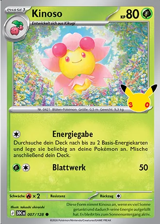 Kinoso 007/128 30 Jahre (30C) Pokémon-Karte (Near Mint)