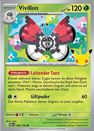 Vivillon 008/128 30 Jahre (30C) Pokémon-Karte (Near Mint)