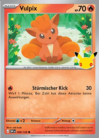 Vulpix 009/128 30 Jahre (30C) Pokémon-Karte (Near Mint)
