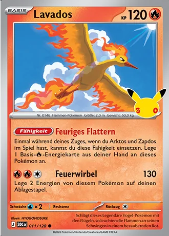 Lavados 011/128 30 Jahre (30C) Pokémon-Karte (Near Mint)