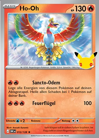 Ho-Oh 012/128 30 Jahre (30C) Pokémon-Karte (Near Mint)